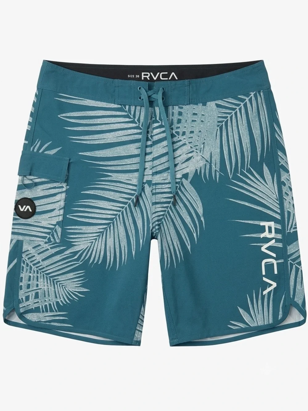 RVCA men’s Teal Palm-Print Board Shorts swim suit size 36